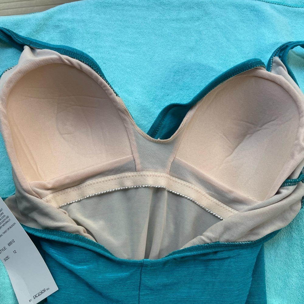 So Flattering! Beach Bay Wrap Top, Gold Metal Circle Grommet-Teal 1 pc Swim Suit - Picture 11 of 16